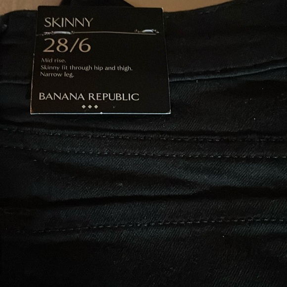 NWT Banana Republic fade resistant mid rise black skinny jeans size 6/28 stretch - Picture 5 of 13